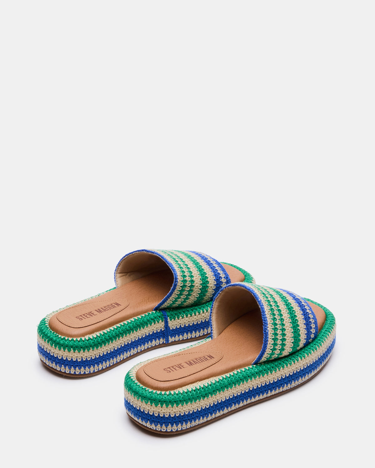 BEACHY Woven Green Multi Platform Slide Women's Sandal Steve Madden GREEN MULTI