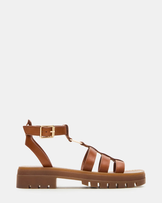 JARELLI Tan Leather Strappy Platform Women's Sandal Steve Madden TAN LEATHER