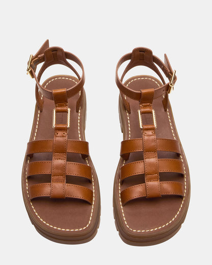 JARELLI Tan Leather Strappy Platform Women's Sandal Steve Madden TAN LEATHER