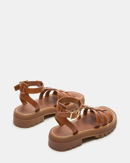 JARELLI Tan Leather Strappy Platform Women's Sandal Steve Madden TAN LEATHER