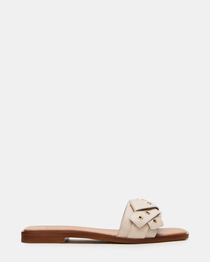 HILARIA Bone Leather Square-Toe Slide Women's Sandal Steve Madden BONE LEATHER