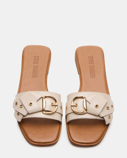 HILARIA Bone Leather Square-Toe Slide Women's Sandal Steve Madden BONE LEATHER