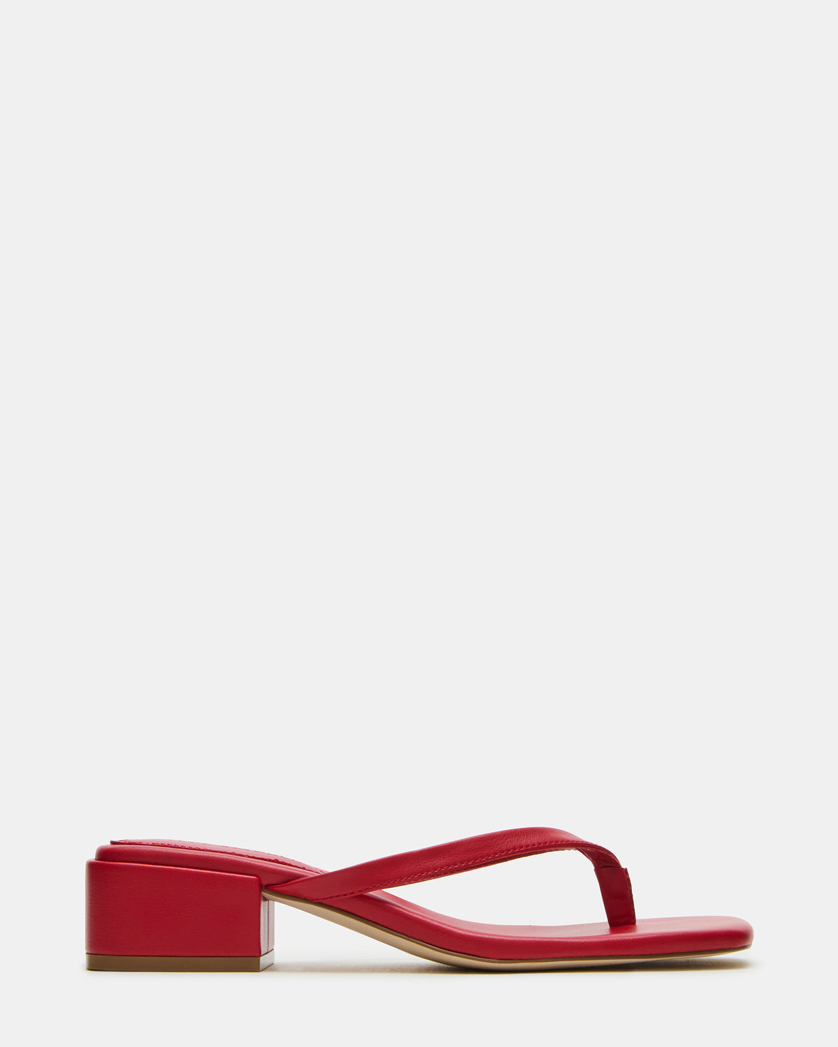CARIBBEAN Red Square-Toe Mule Thong Women's Sandal Steve Madden RED