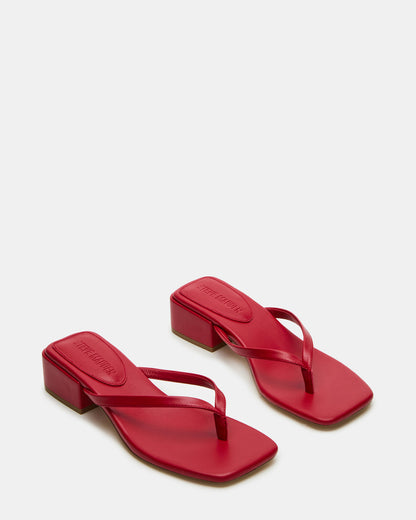 CARIBBEAN Red Square-Toe Mule Thong Women's Sandal Steve Madden RED