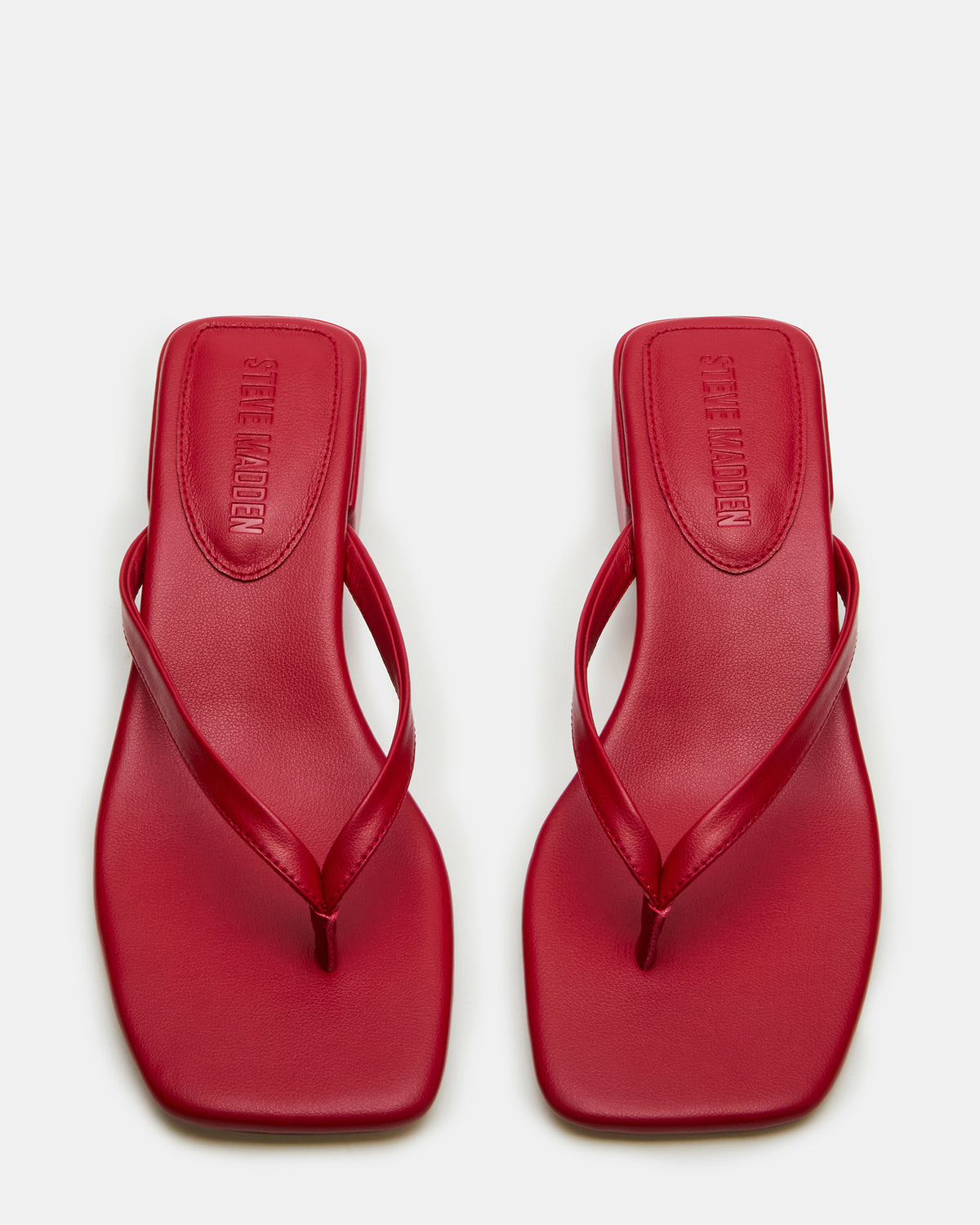 CARIBBEAN Red Square-Toe Mule Thong Women's Sandal Steve Madden RED