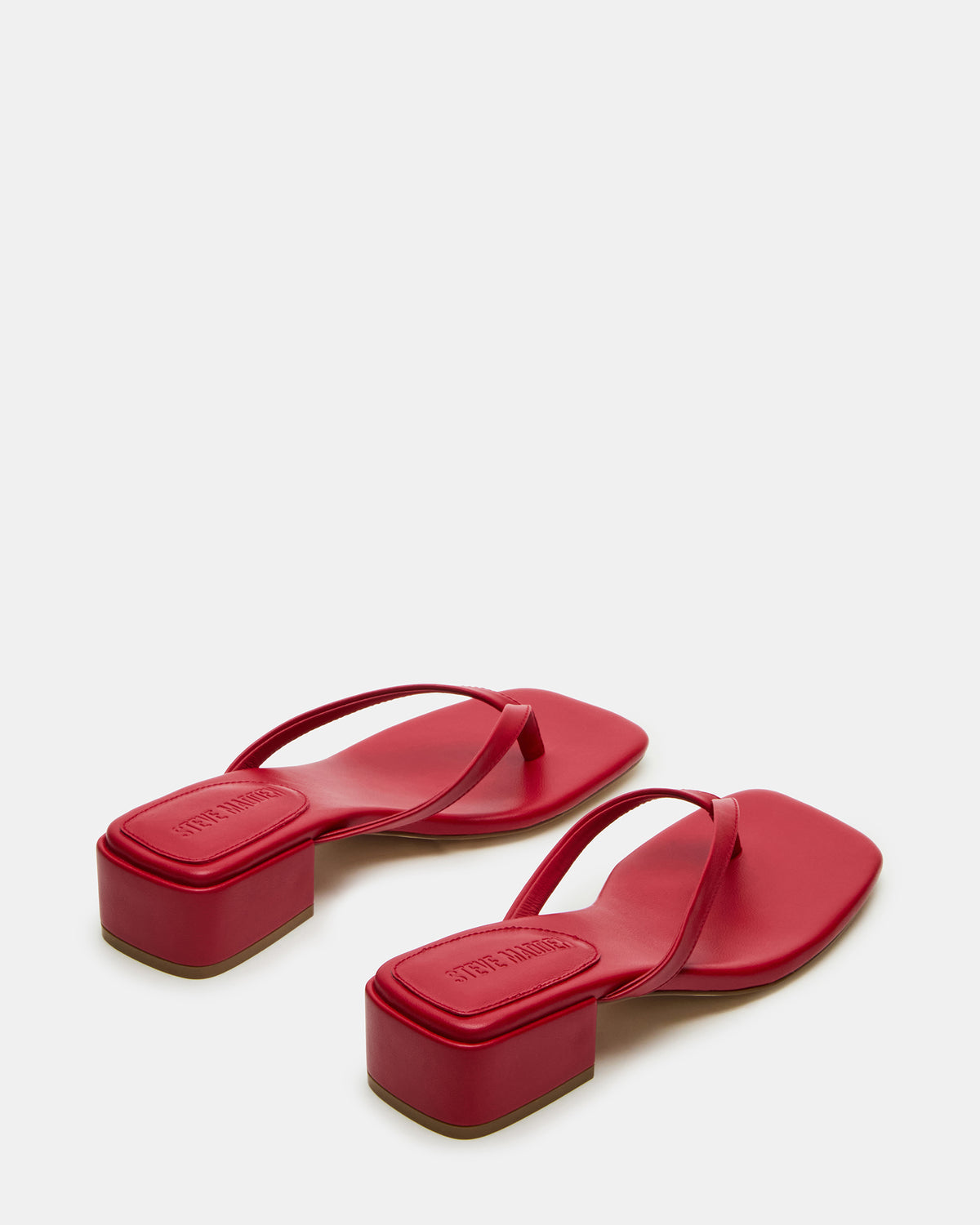 CARIBBEAN Red Square-Toe Mule Thong Women's Sandal Steve Madden RED