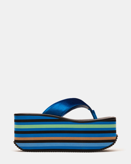 SEVILLA Blue Multi Thong Platform Chunky Flatform Square-Toe Women's Sandal Steve Madden BLUE MULTI