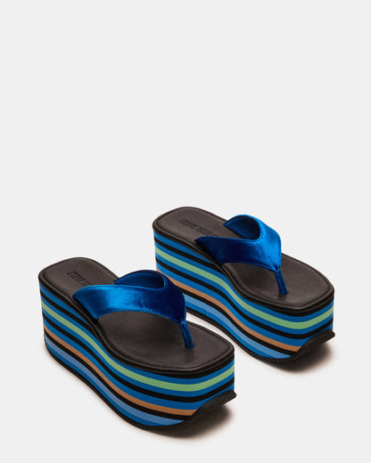 SEVILLA Blue Multi Thong Platform Chunky Flatform Square-Toe Women's Sandal Steve Madden BLUE MULTI
