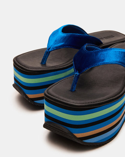 SEVILLA Blue Multi Thong Platform Chunky Flatform Square-Toe Women's Sandal Steve Madden BLUE MULTI