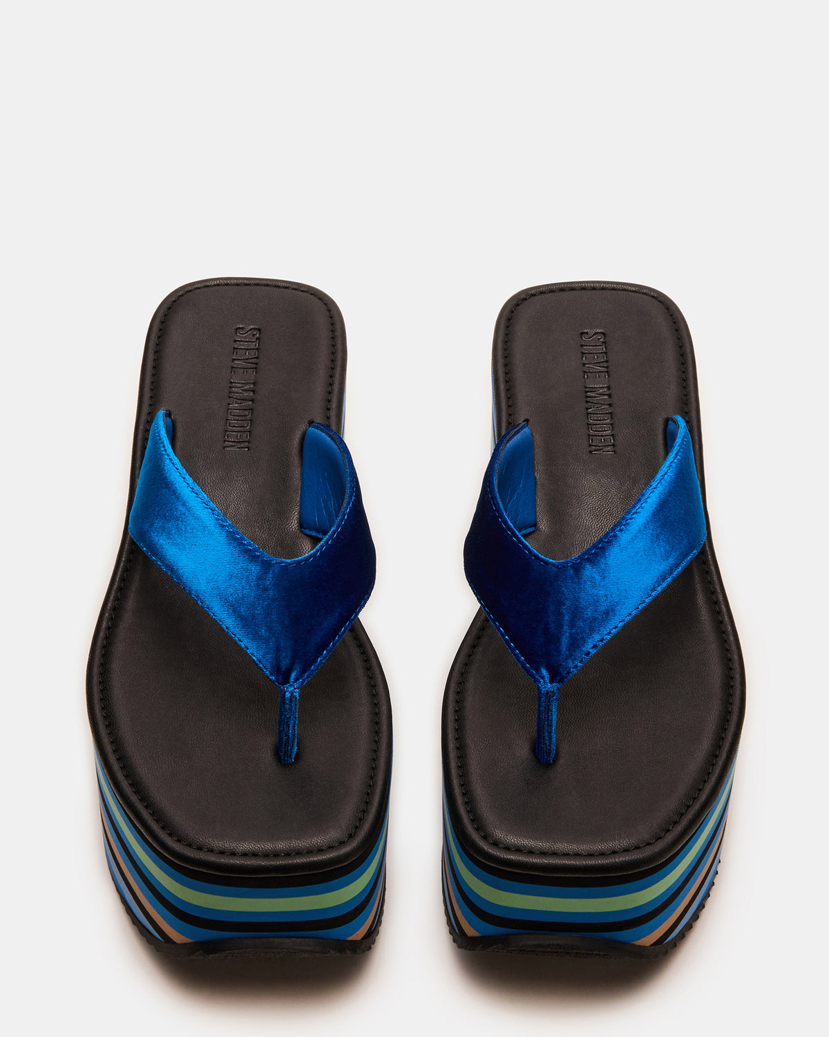 SEVILLA Blue Multi Thong Platform Chunky Flatform Square-Toe Women's Sandal Steve Madden BLUE MULTI