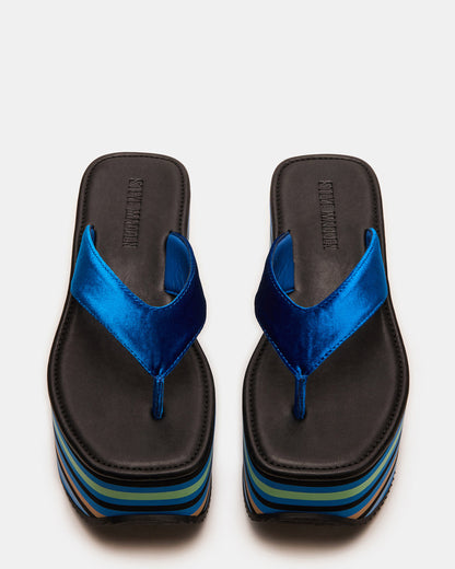 SEVILLA Blue Multi Thong Platform Chunky Flatform Square-Toe Women's Sandal Steve Madden BLUE MULTI