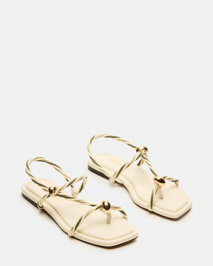 LOCO Bone Multi Women's Strappy Square Toe Sandal Steve Madden BONE MULTI