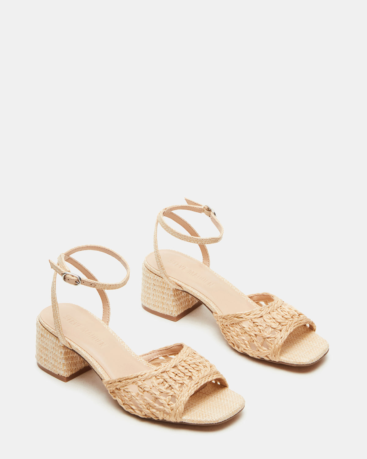 SOLEIL Raffia Square-Toe Woven Women's Sandal Steve Madden RAFFIA