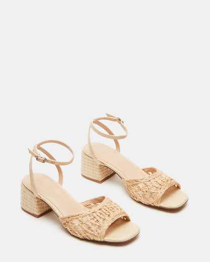 SOLEIL Raffia Square-Toe Woven Women's Sandal Steve Madden RAFFIA