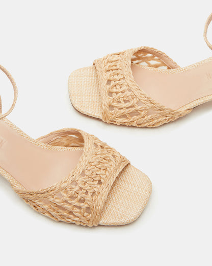 SOLEIL Raffia Square-Toe Woven Women's Sandal Steve Madden RAFFIA