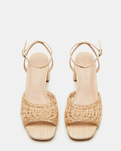 SOLEIL Raffia Square-Toe Woven Women's Sandal Steve Madden RAFFIA