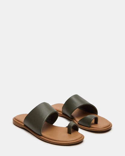 ZANI Olive Leather Women's Slide Sandal Steve Madden OLIVE LEATHER