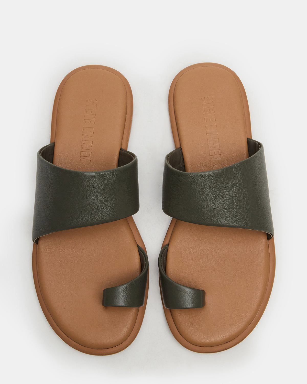 ZANI Olive Leather Women's Slide Sandal Steve Madden OLIVE LEATHER