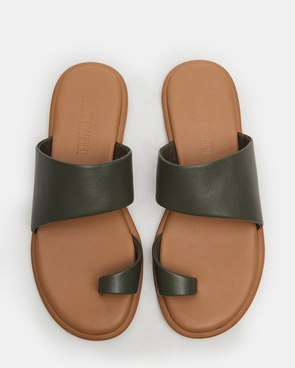 ZANI Olive Leather Women's Slide Sandal Steve Madden OLIVE LEATHER