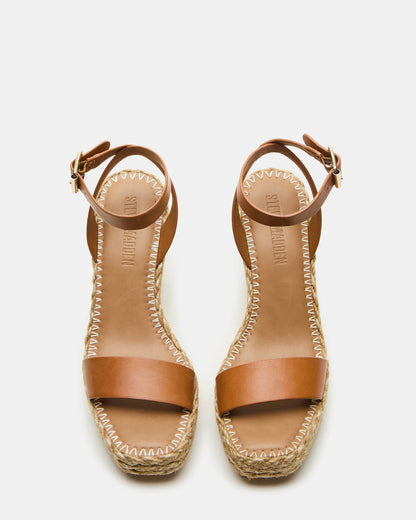 COSMO Tan Leather Rattia Women's Platform Wedge Steve Madden TAN LEATHER