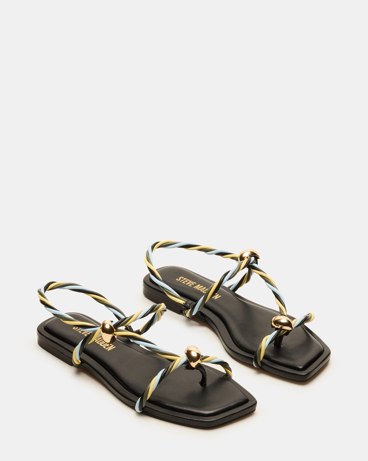 LOCO Black Multi Women's Strappy Square Toe Sandal Steve Madden BLACK MULTI