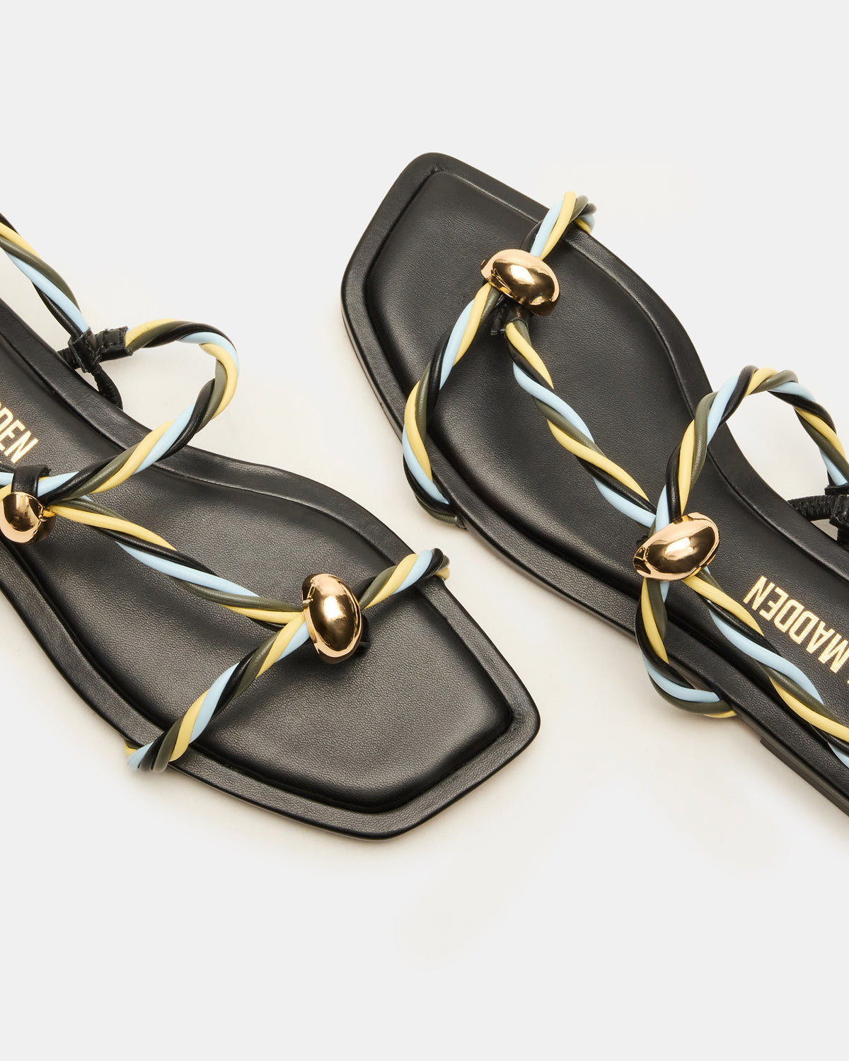 LOCO Black Multi Women's Strappy Square Toe Sandal Steve Madden BLACK MULTI