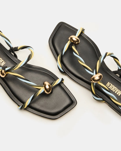 LOCO Black Multi Women's Strappy Square Toe Sandal Steve Madden BLACK MULTI