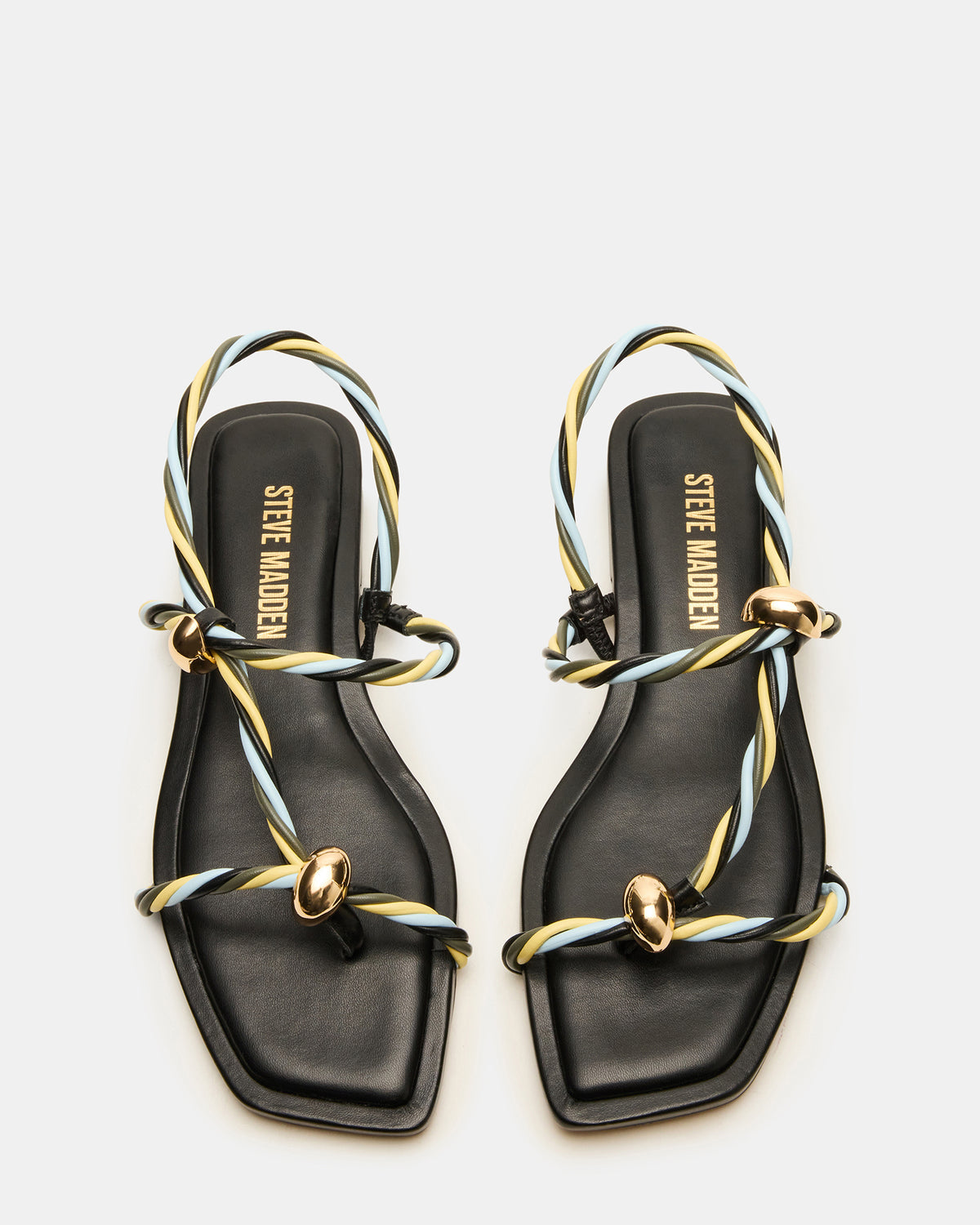 LOCO Black Multi Women's Strappy Square Toe Sandal Steve Madden BLACK MULTI