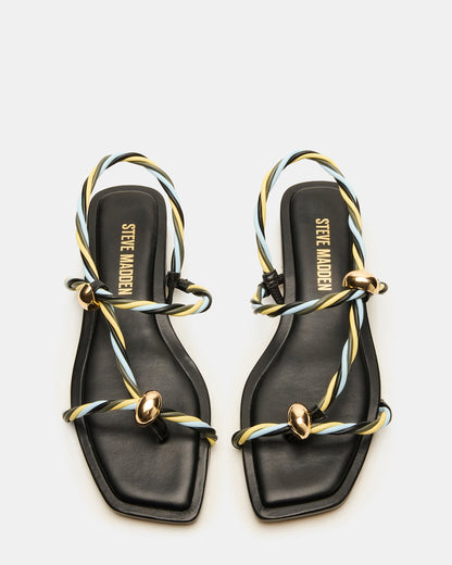 LOCO Black Multi Women's Strappy Square Toe Sandal Steve Madden BLACK MULTI