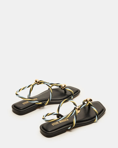 LOCO Black Multi Women's Strappy Square Toe Sandal Steve Madden BLACK MULTI