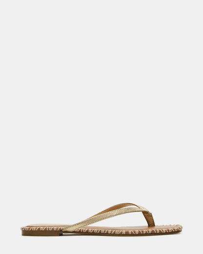 MARELLA Gold Leather Women's Thong Square-Toe Sandal Steve Madden GOLD LEATHER
