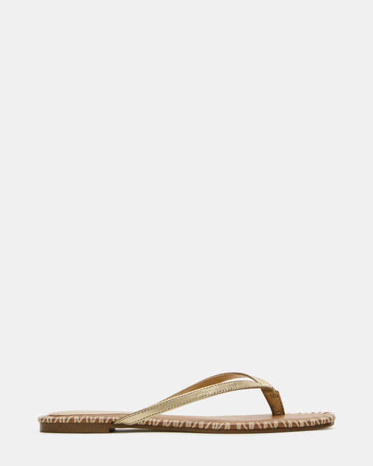 MARELLA Gold Leather Women's Thong Square-Toe Sandal Steve Madden GOLD LEATHER