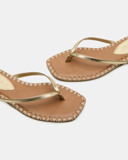 MARELLA Gold Leather Women's Thong Square-Toe Sandal Steve Madden GOLD LEATHER