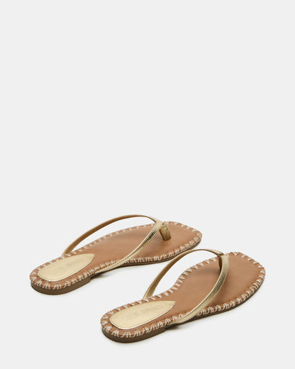 MARELLA Gold Leather Women's Thong Square-Toe Sandal Steve Madden GOLD LEATHER