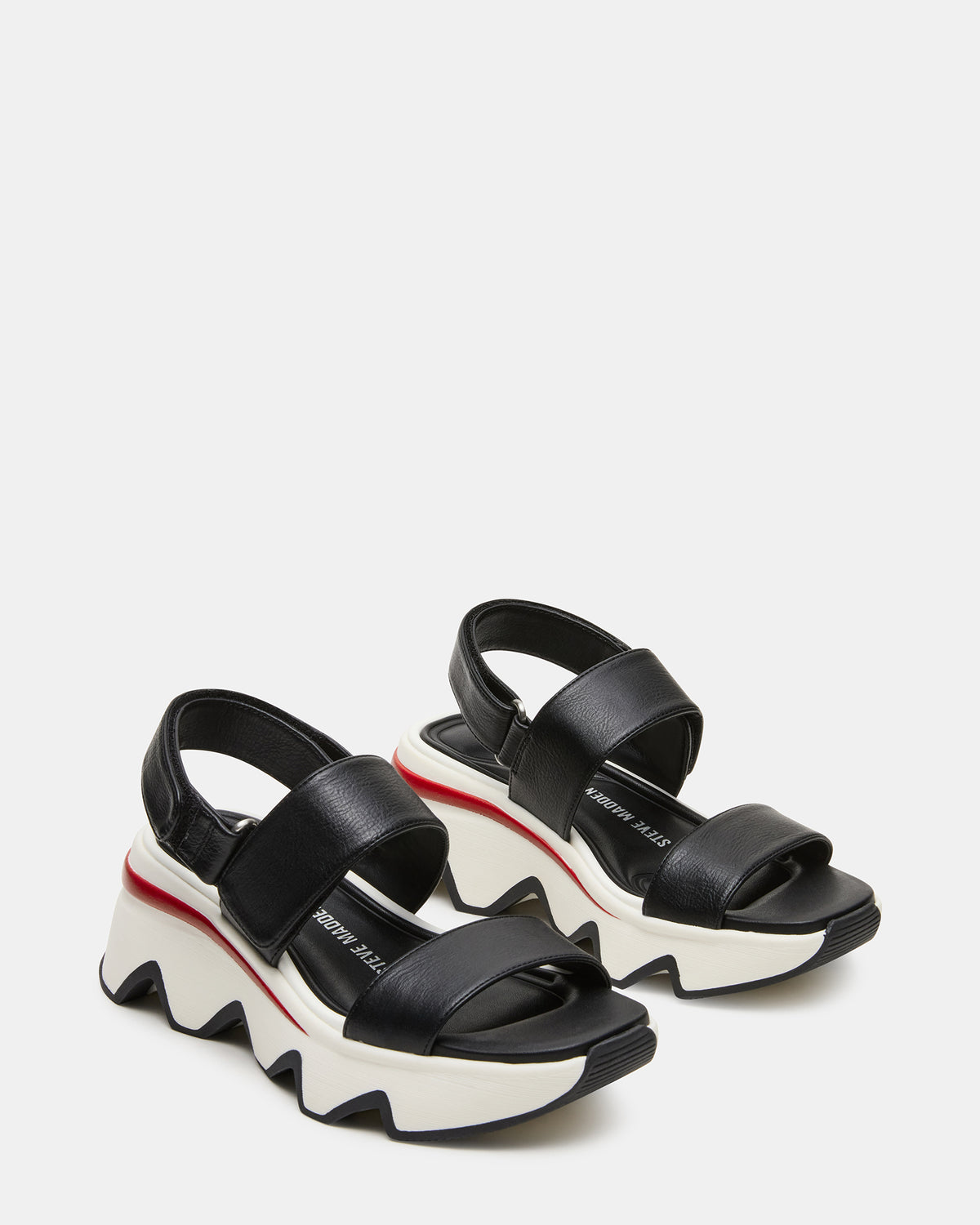 LOCHAN Black Platform Flatform Strappy Women's Sandal Steve Madden BLACK