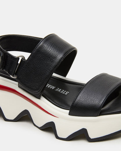 LOCHAN Black Platform Flatform Strappy Women's Sandal Steve Madden BLACK