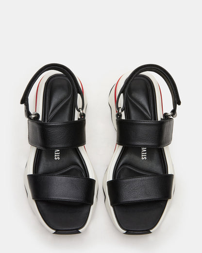 LOCHAN Black Platform Flatform Strappy Women's Sandal Steve Madden BLACK