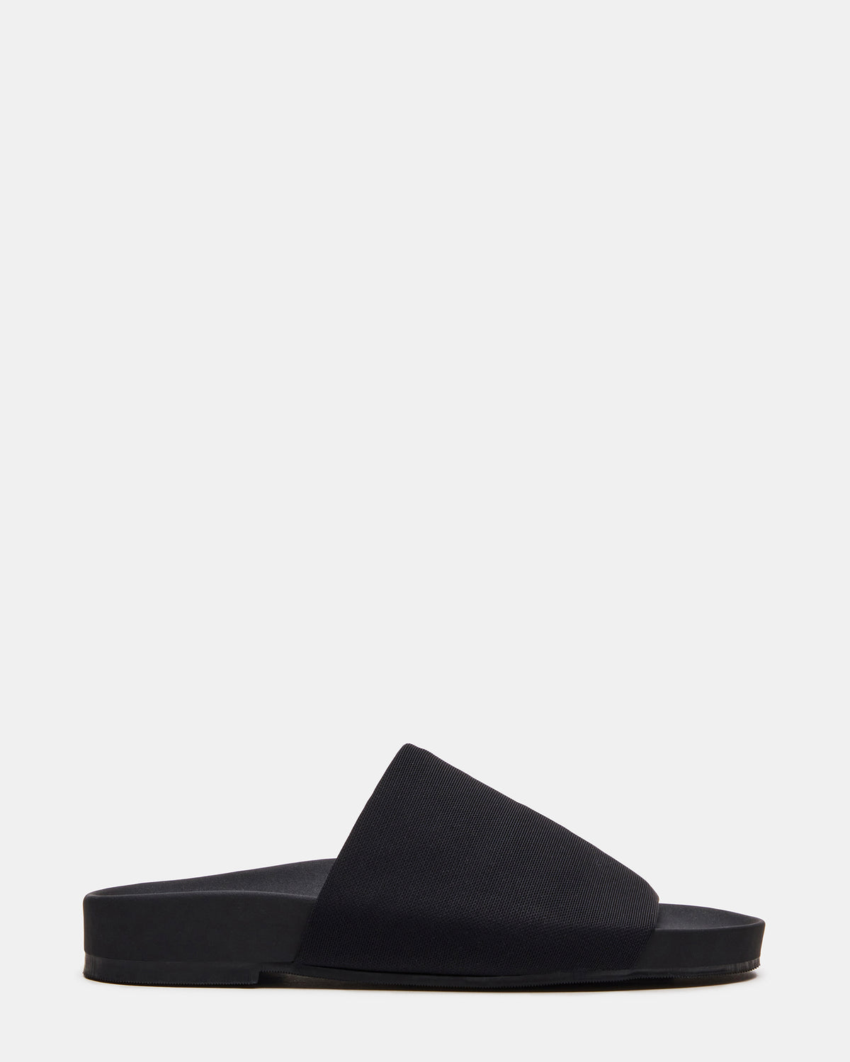 SANSA Black Flatform Footbed Slide Women's Sandal Steve Madden BLACK
