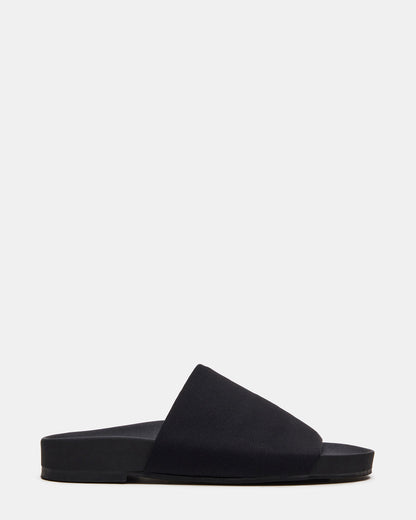 SANSA Black Flatform Footbed Slide Women's Sandal Steve Madden BLACK