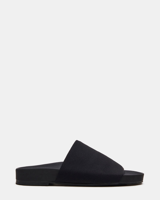 SANSA Black Flatform Footbed Slide Women's Sandal Steve Madden BLACK
