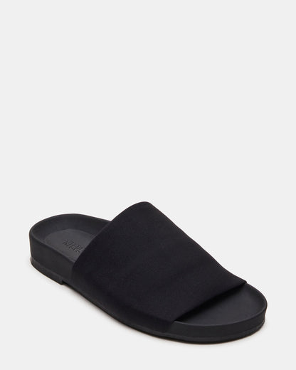 SANSA Black Flatform Footbed Slide Women's Sandal Steve Madden BLACK