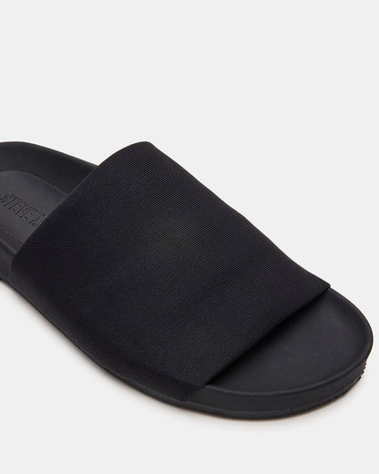 SANSA Black Flatform Footbed Slide Women's Sandal Steve Madden BLACK