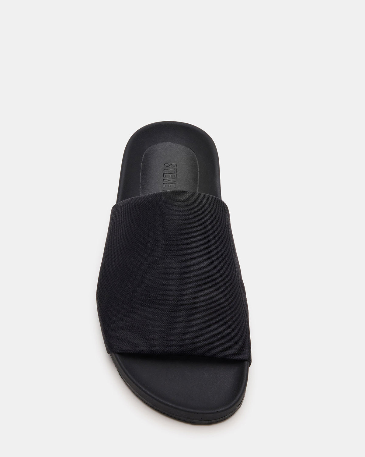 SANSA Black Flatform Footbed Slide Women's Sandal Steve Madden BLACK