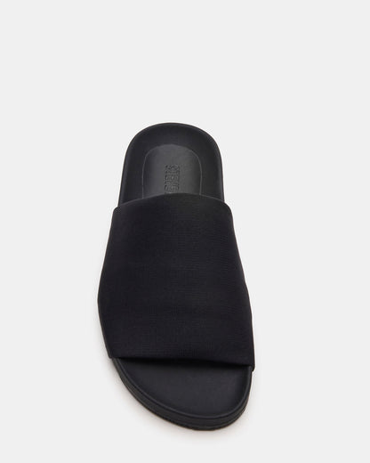 SANSA Black Flatform Footbed Slide Women's Sandal Steve Madden BLACK
