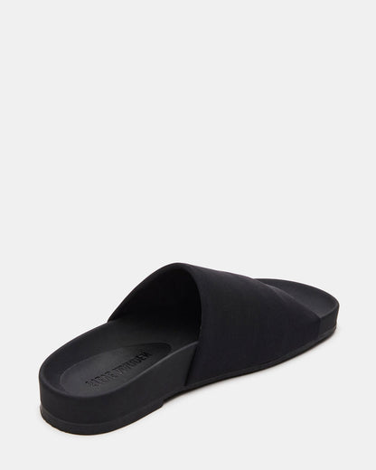 SANSA Black Flatform Footbed Slide Women's Sandal Steve Madden BLACK