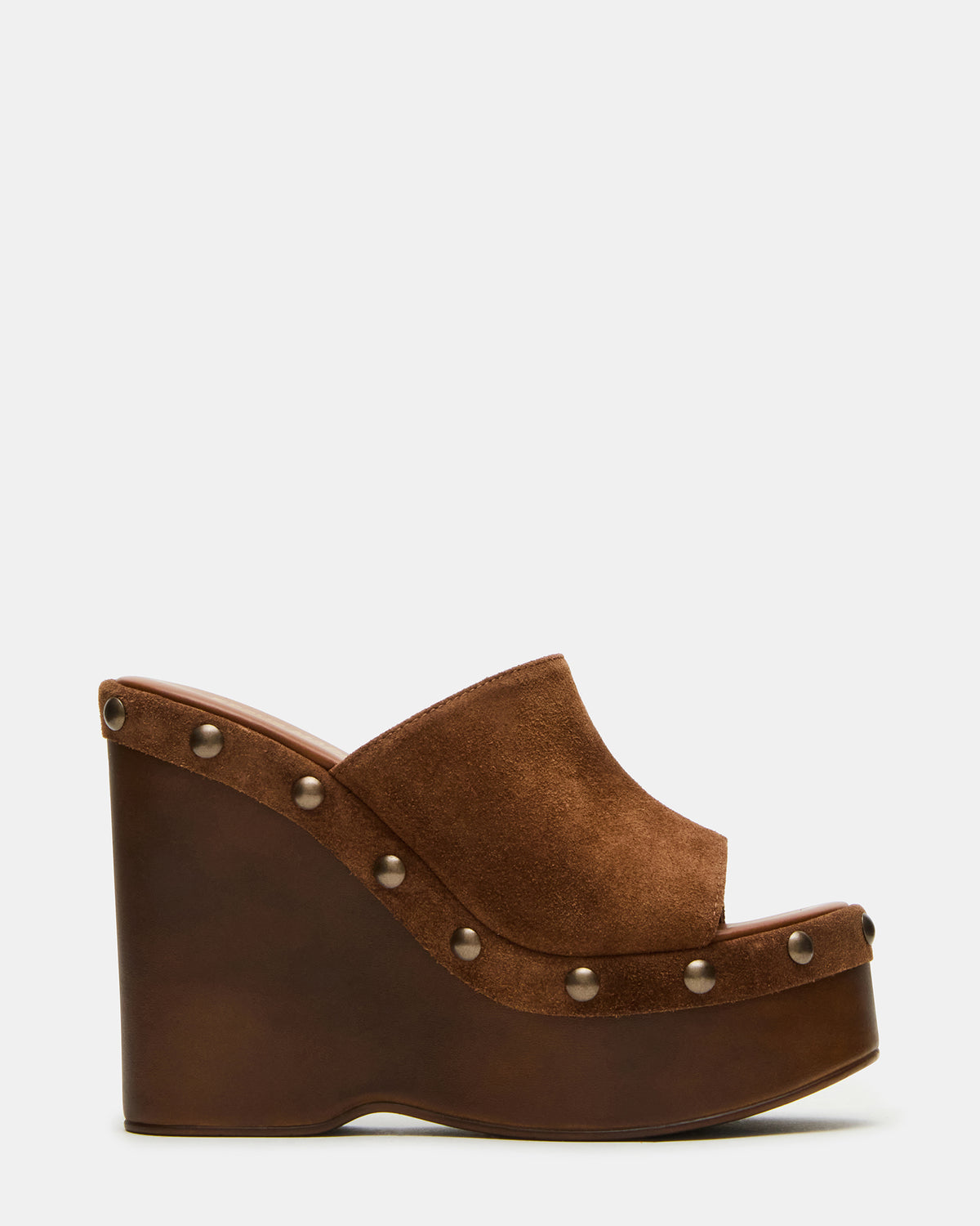 JOVIE Chestnut Suede Platform Studded Wedge Women's Sandal Steve Madden CHESTNUT SUEDE