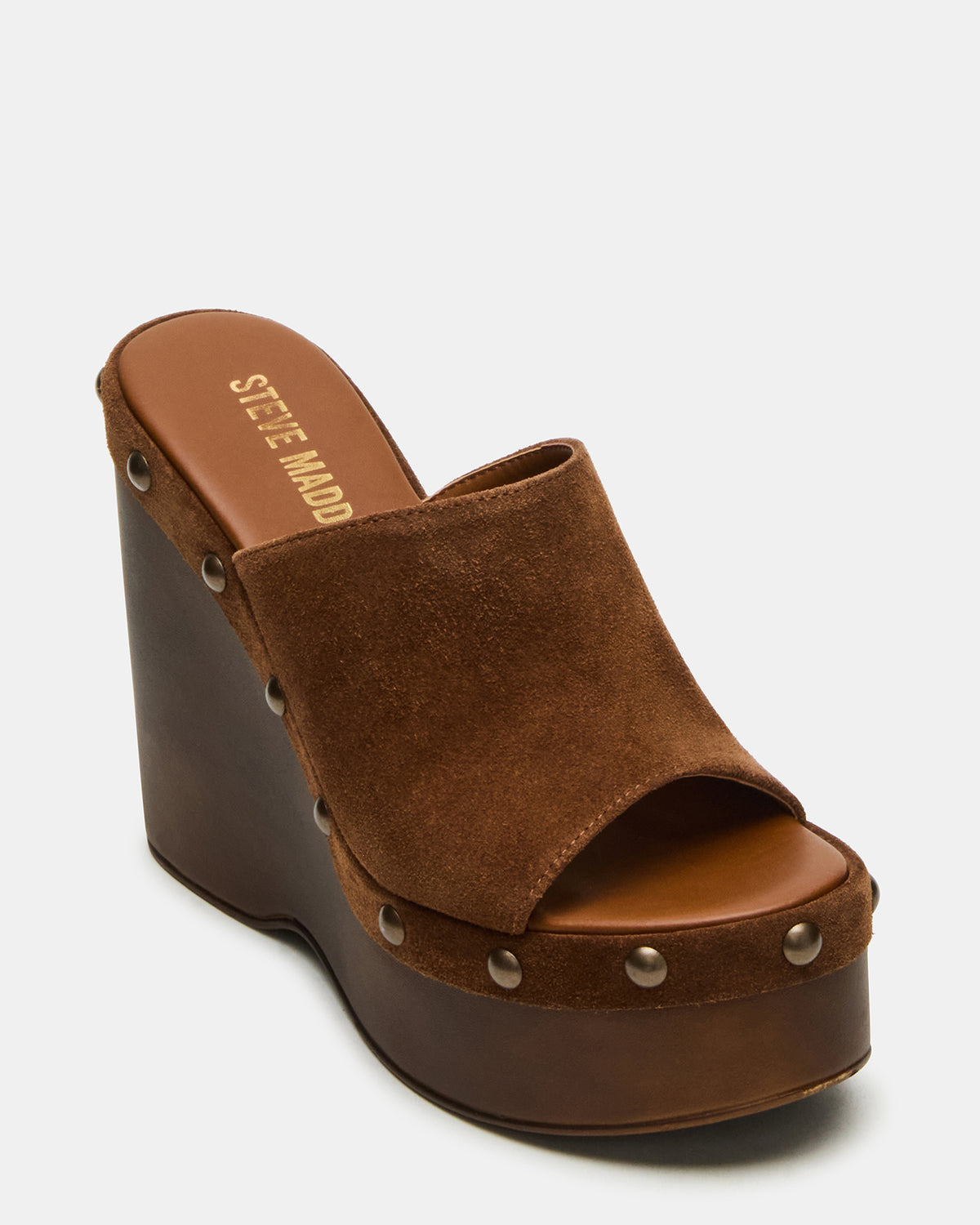 JOVIE Chestnut Suede Platform Studded Wedge Women's Sandal Steve Madden CHESTNUT SUEDE