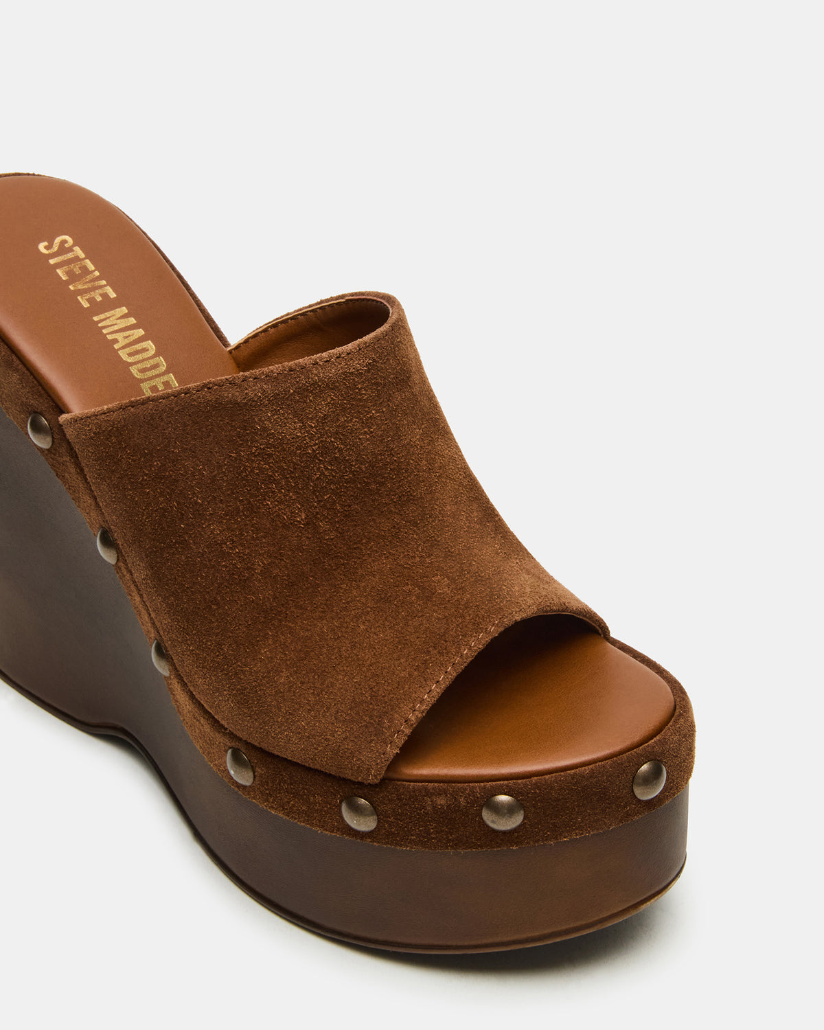 JOVIE Chestnut Suede Platform Studded Wedge Women's Sandal Steve Madden CHESTNUT SUEDE