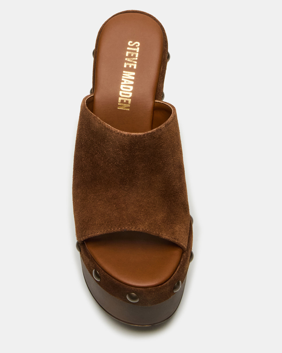 JOVIE Chestnut Suede Platform Studded Wedge Women's Sandal Steve Madden CHESTNUT SUEDE