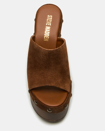 JOVIE Chestnut Suede Platform Studded Wedge Women's Sandal Steve Madden CHESTNUT SUEDE